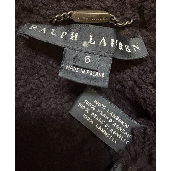 Ralph Lauren Black Label Collection Brown Sheepskin Fur Trim Shearling Jacket 6 - Picture 4 of 4